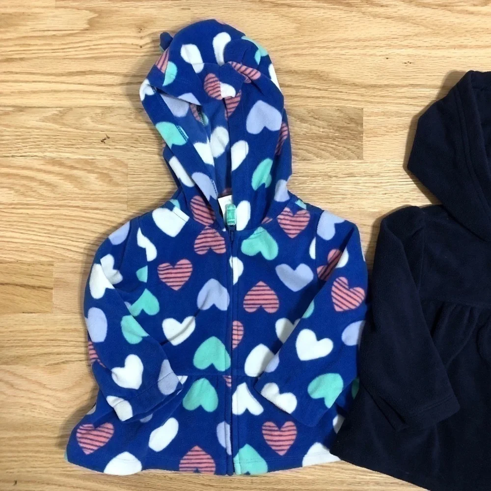 Carter’s Top Bundle 9 months Fleece Sweatshirts Hi Hearts Blue Hooded